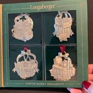 Longaberger 2002 Pewter Basket Ornaments Original boxes included